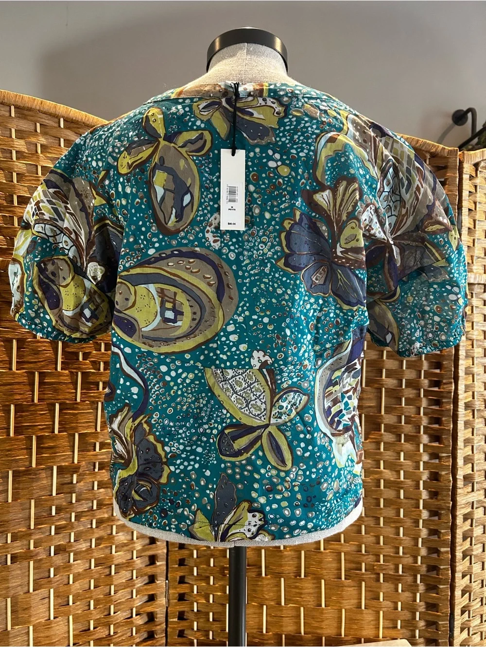 Banana Republic 100% Cotton Front Tie Crop Blouse Petite M NWT Boho Floral